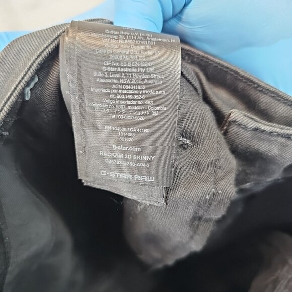 G-Star Raw Jeans Mens Size 30 Waxed Black Rackam 3D Skinny Double Knee Lyocell - Picture 9 of 16